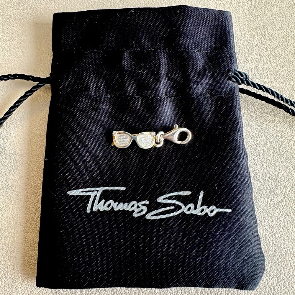 Thomas Sabo silver sunglasses charm with white stones - NEW